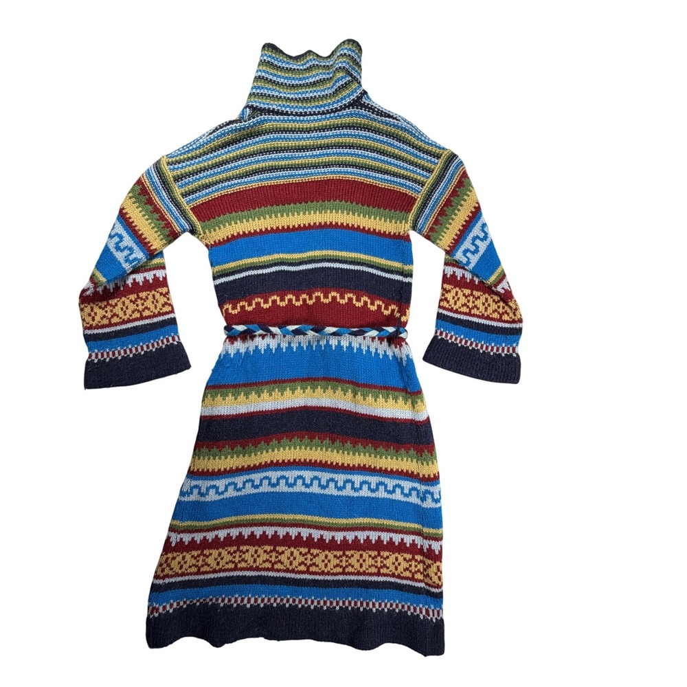 Aldini Open Cardigan Women Small Longline Aztec Made in Italy Alpaca Vintage - Picture 8 of 10